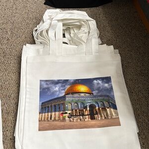 White Tote Bag with Dome of the Rock Print